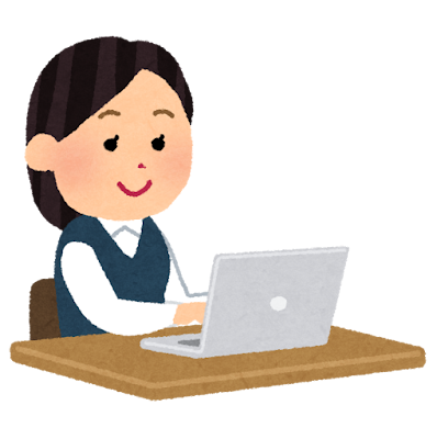 パソコンを使うOL・女性会社員のイラスト