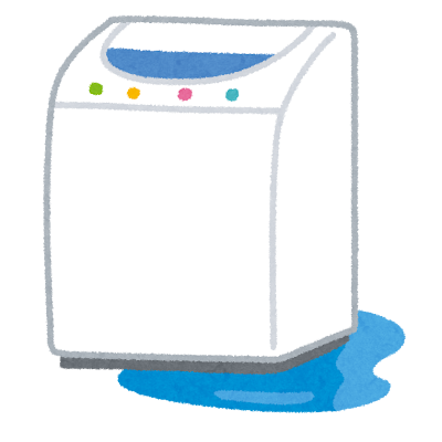 洗濯機の水漏れのイラスト