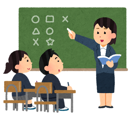 中学・高校の授業のイラスト（女性教師）